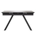 Комплект Стол РЕРУМ-МИНИ Керамика 1200(+290+290)*800 Опора РЕРУМ ЧЕРНЫЙ матовый м