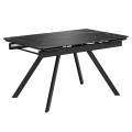 Комплект Стол РЕРУМ Керамика 1400(+290+290)*900 Опора РЕРУМ ЧЕРНЫЙ матовый м
