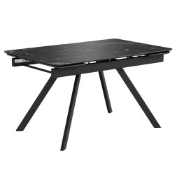 Комплект Стол РЕРУМ Керамика 1400(+290+290)*900 Опора РЕРУМ ЧЕРНЫЙ матовый м