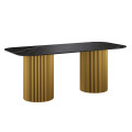 Комплект Стол ИДРИС Керамика 2000*900 Опора ИДРИС Золото, Заглушка ЧЕРНАЯ
